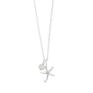 Sterling Silver Starfish and Fresh Water Pearl Necklace