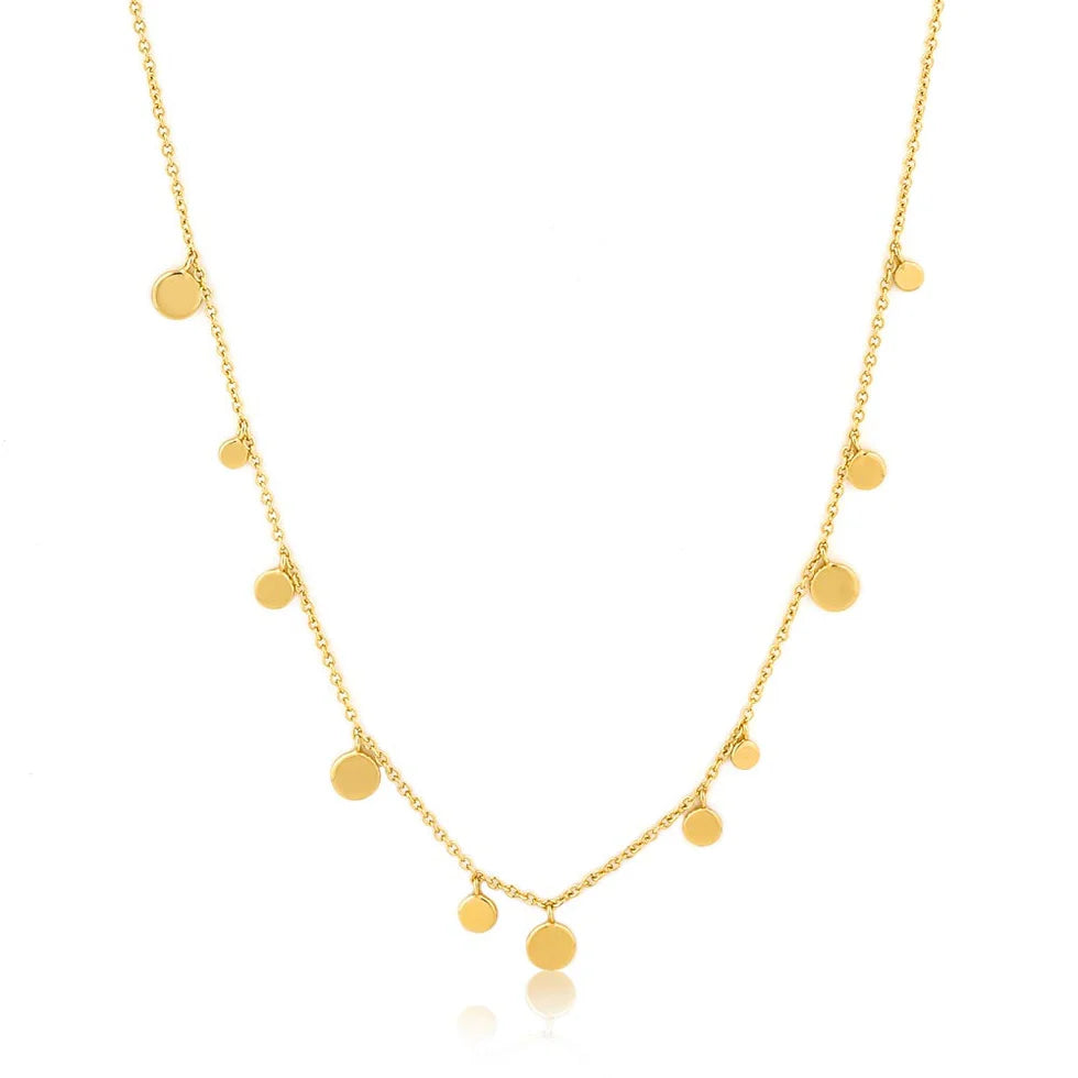 Gold Geometry Mixed Disc Necklace