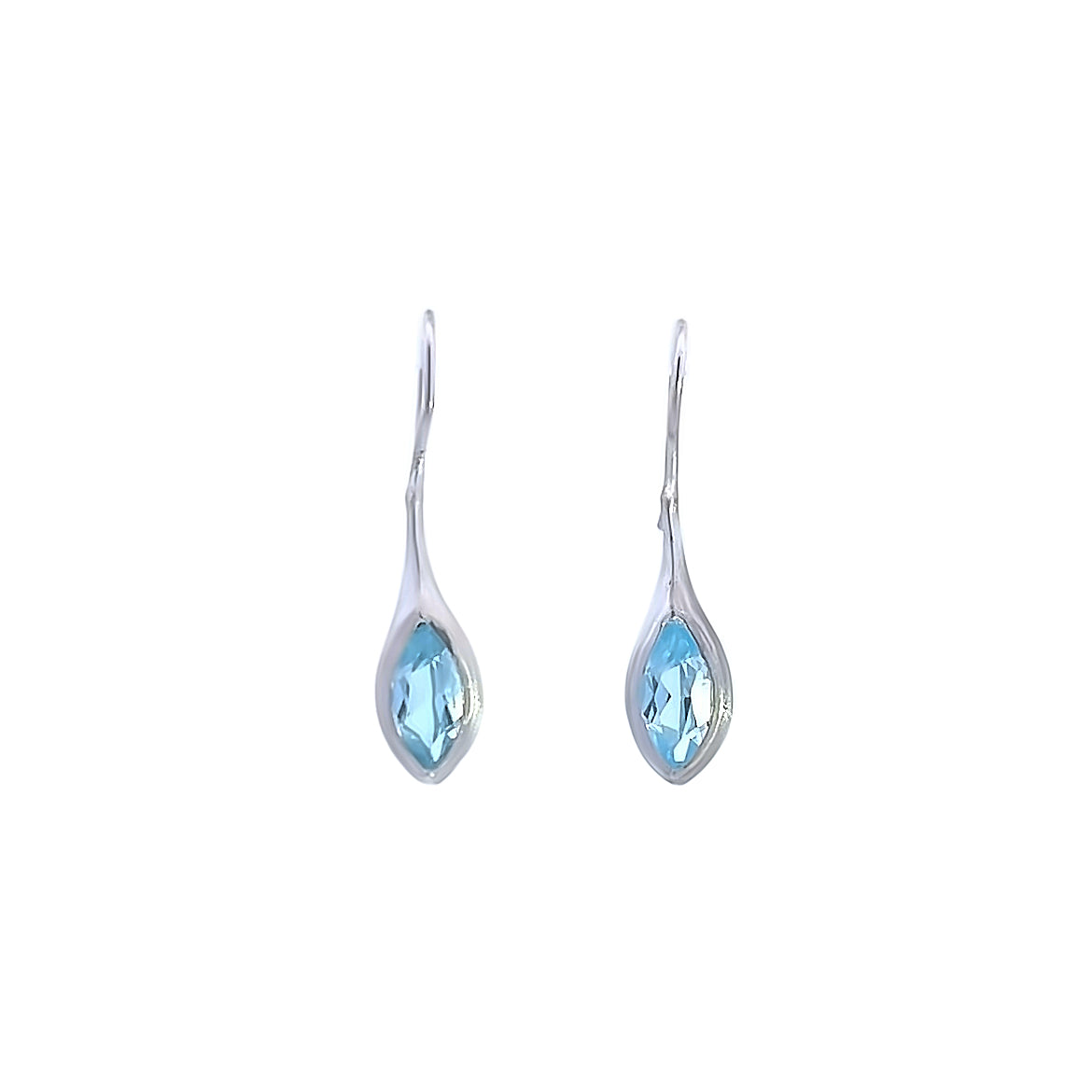 Brushed Sterling Silver Blue Topaz Earrings