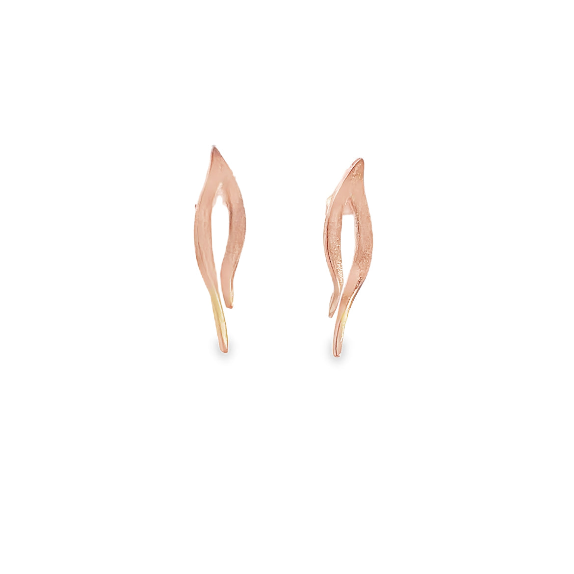 Brushed Sterling Silver Rose Gold Studs
