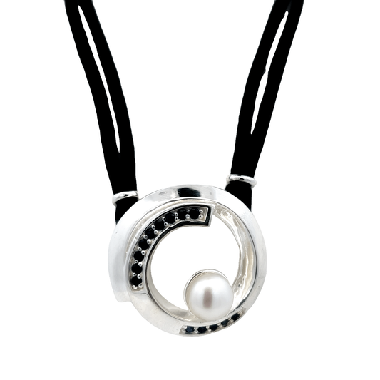 Silver Sapphire and FWP Necklace