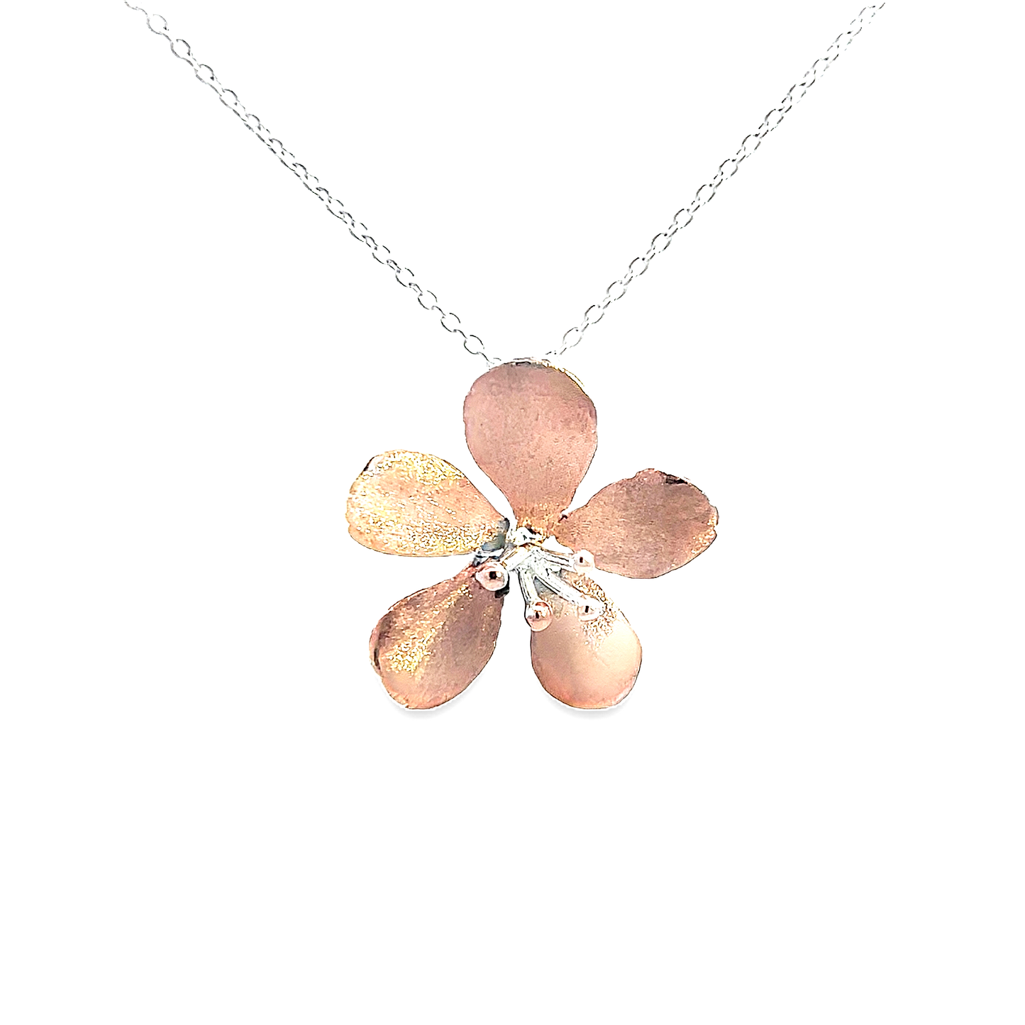 Silver & Rose Gold Flower Necklace
