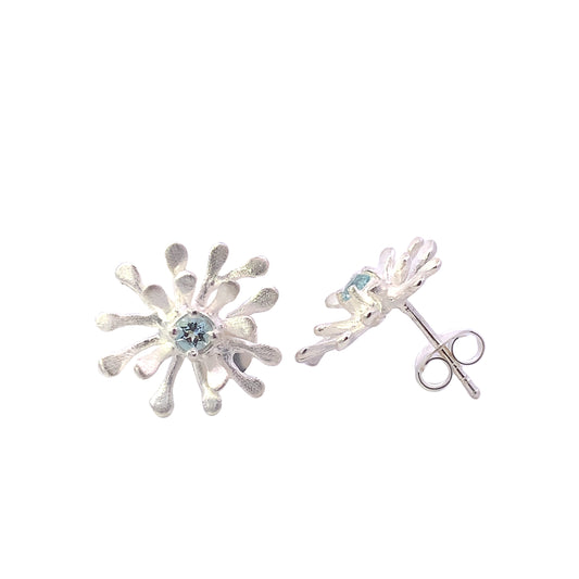 Sterling Silver and Blue Topaz Stud Ears