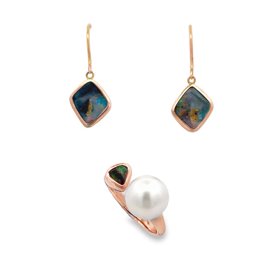 9K Rose Gold Opal Earrings
