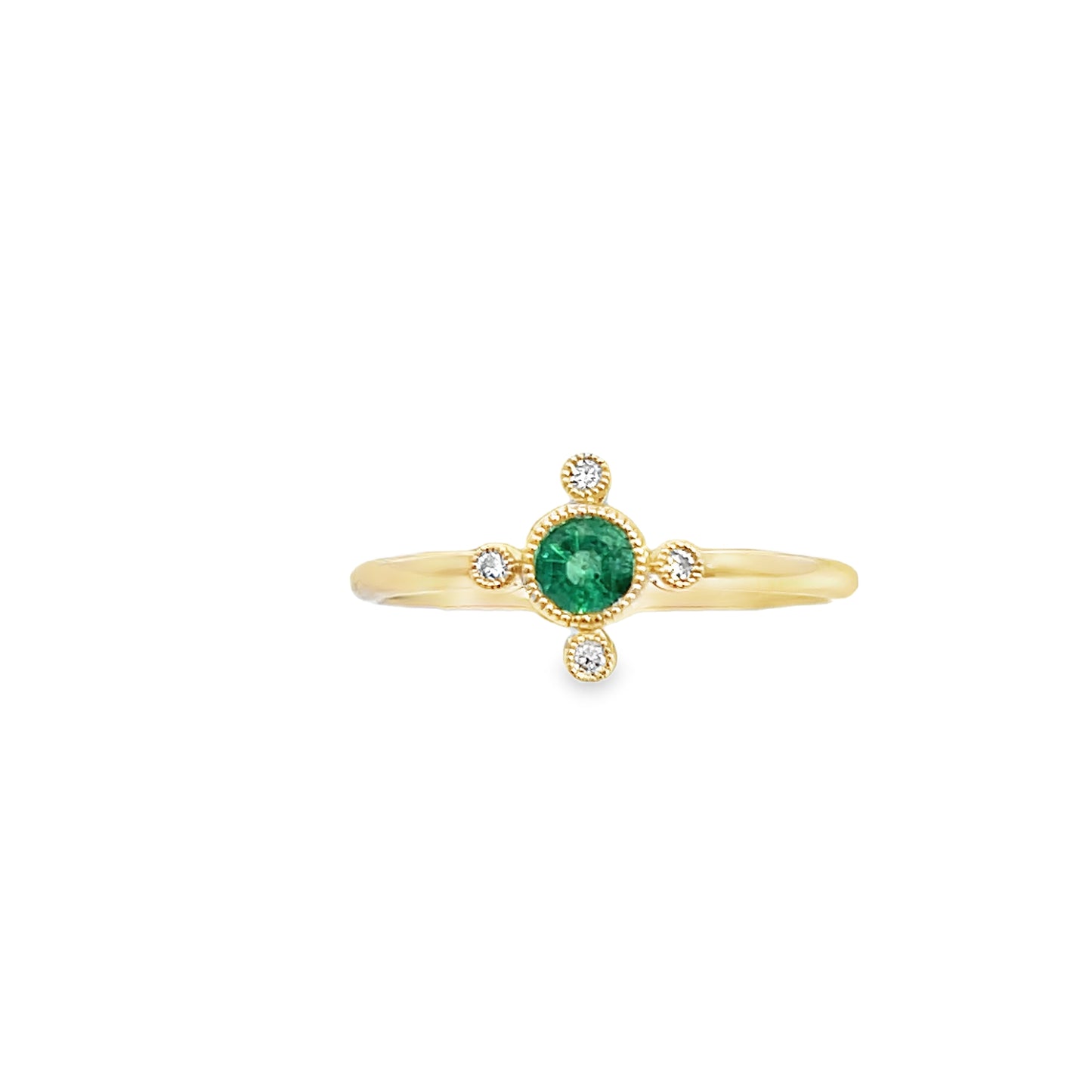 9ct Gold Ring with Emerald & Diamonds
