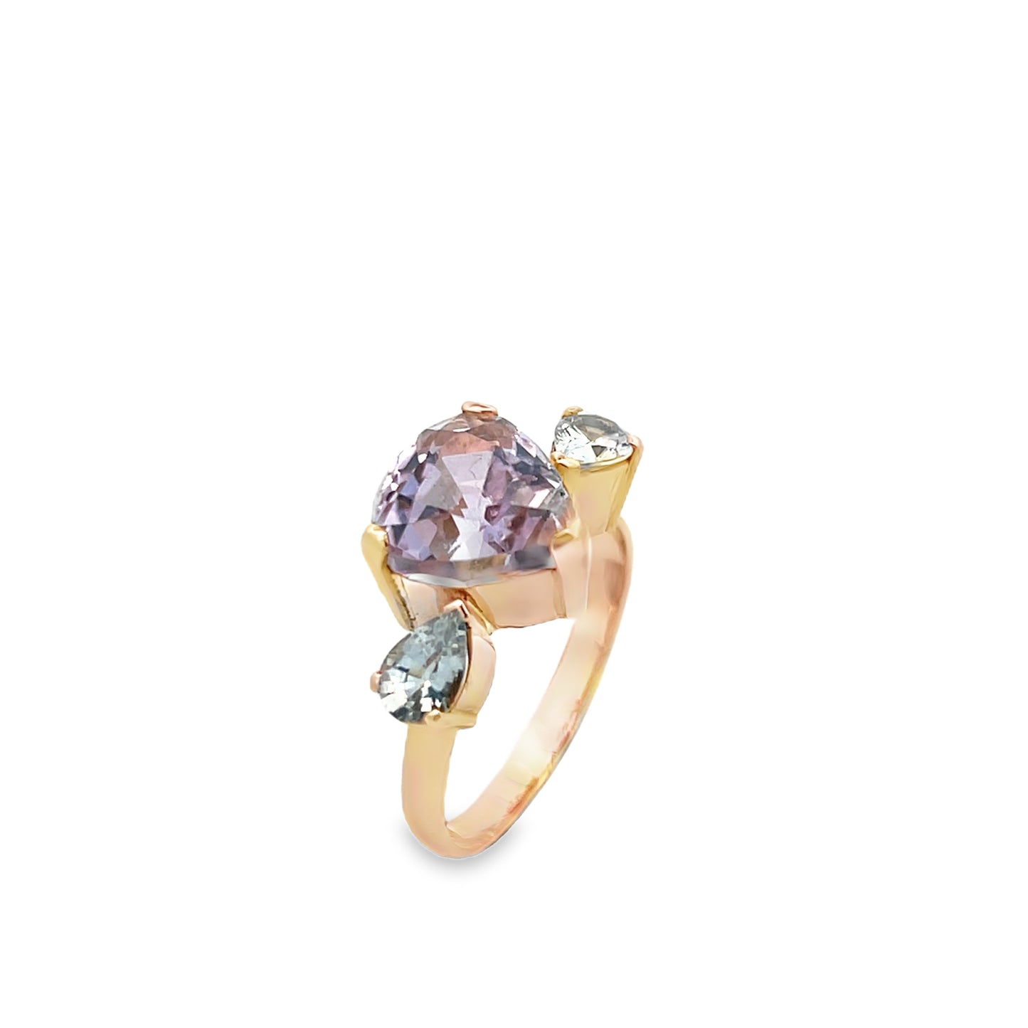 14K Kunzite and Aquamarine Ring