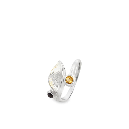 Silver Citrine & Quartz Ring
