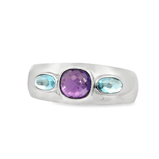 Silver Amethyst & Topaz Cuff