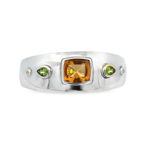 Silver Citrine & Peridot Cuff
