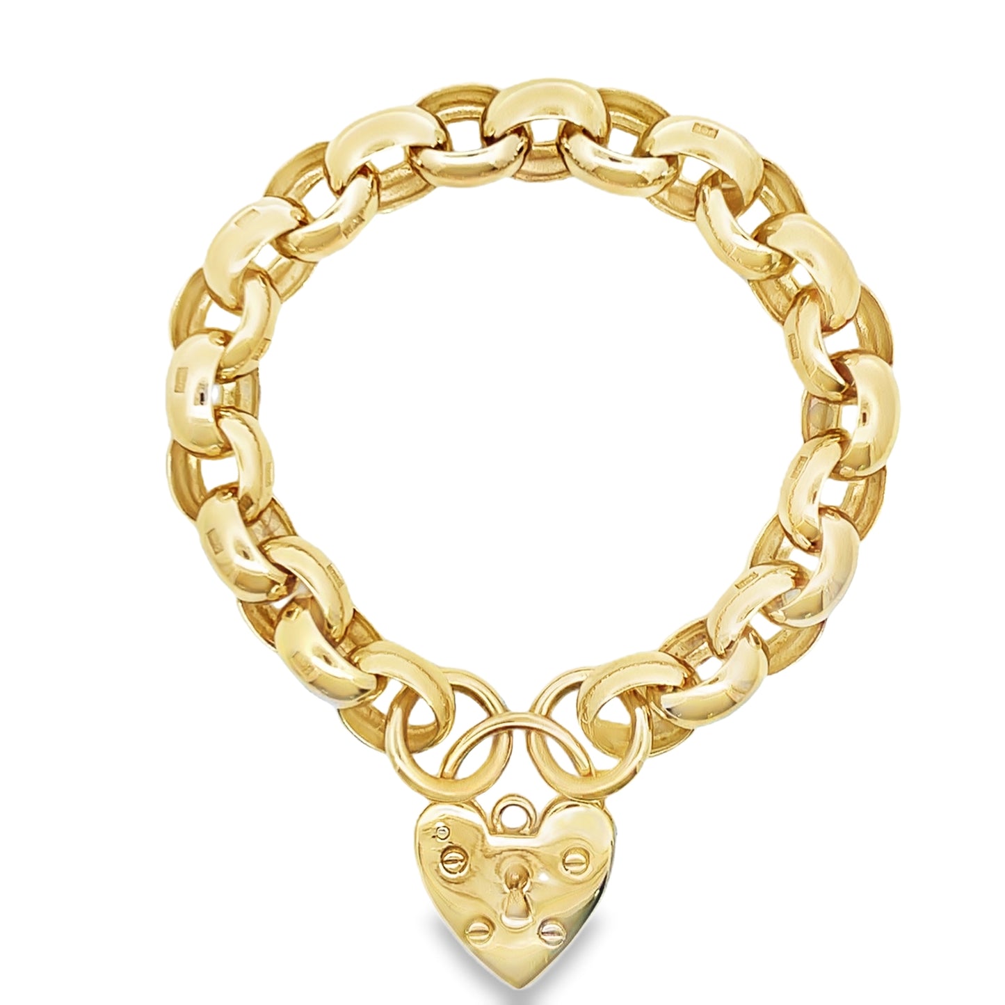 9ct Yellow Gold Chain Bracelet with Heart Padlock