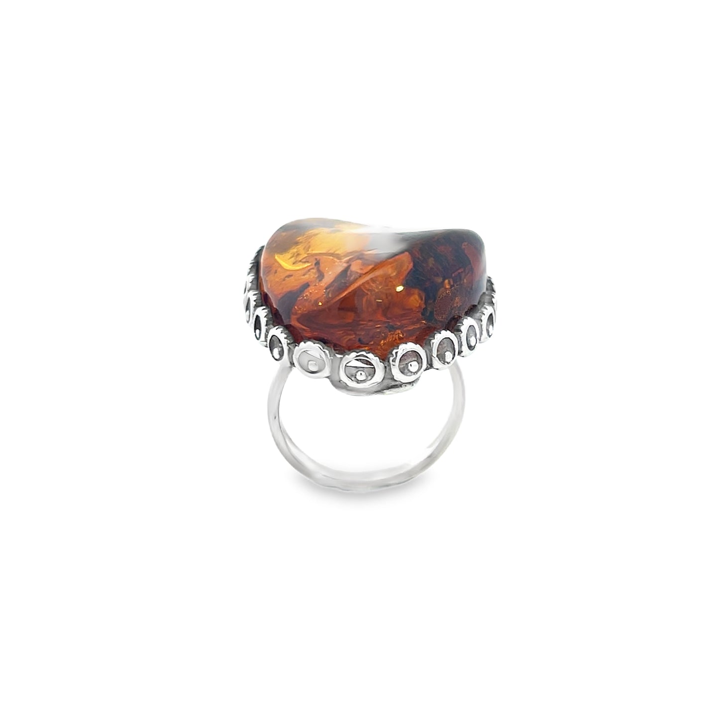 Silver Amber Rings