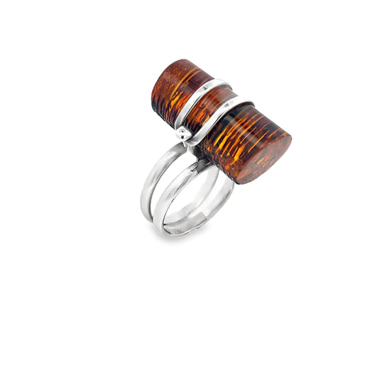 Silver Amber Ring