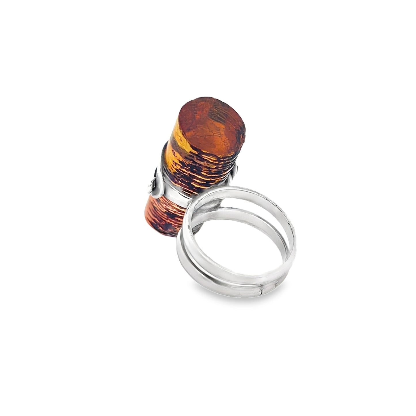 Silver Amber Ring