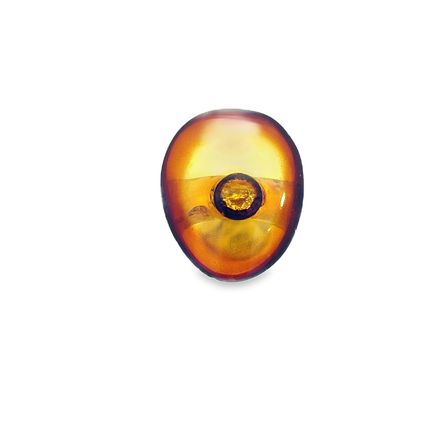 Silver Gold Plate Amber Ring