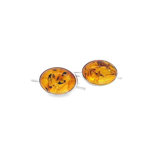 Silver Amber Earrings