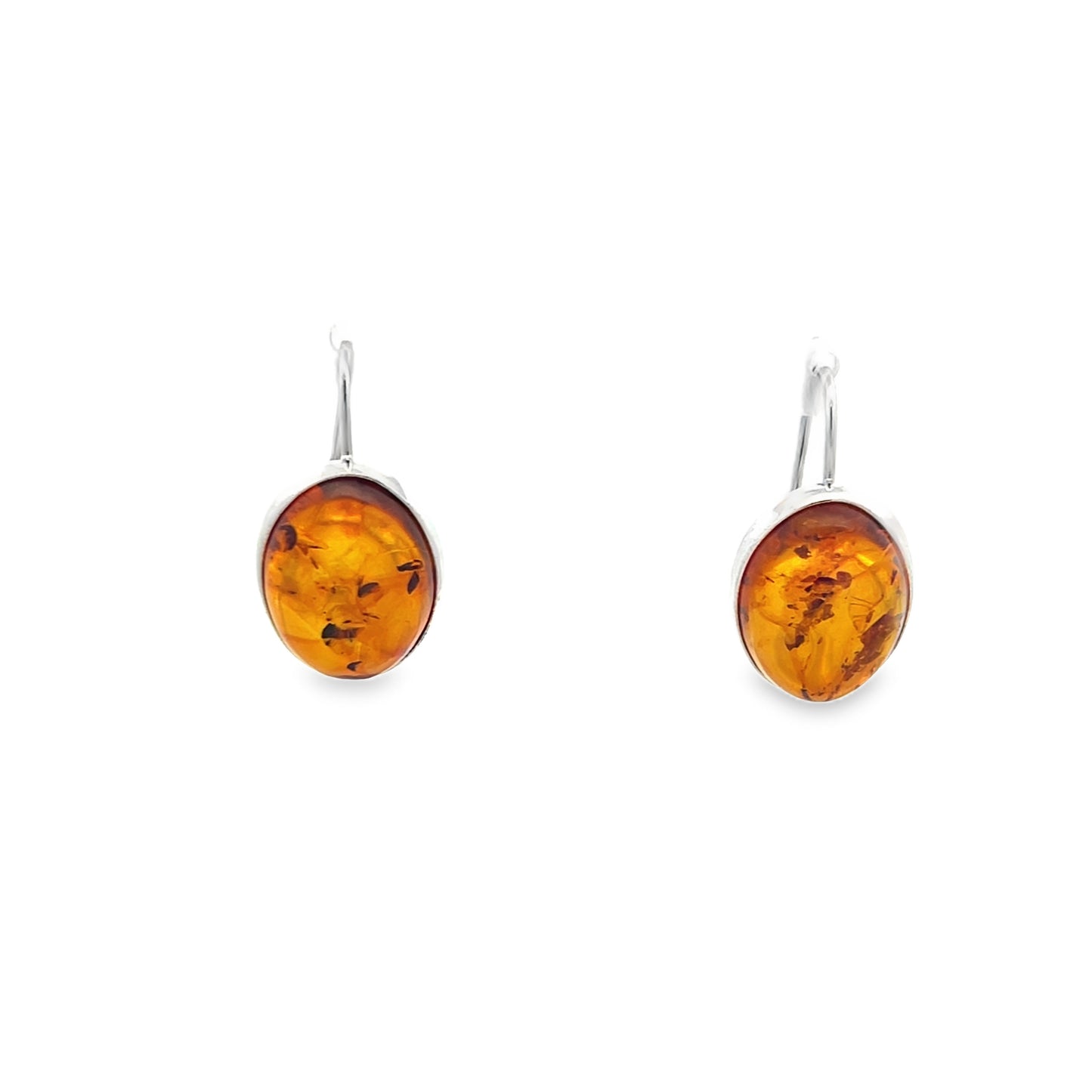 Silver Amber Earrings
