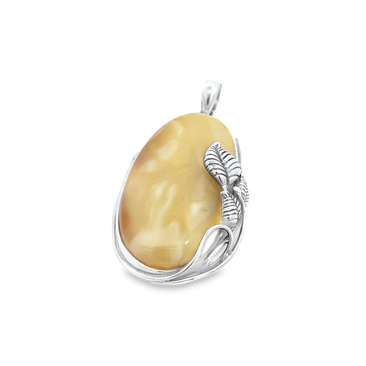 Silver Butterscotch Amber Pendant
