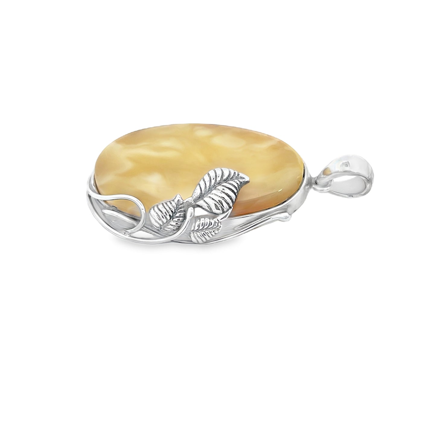 Silver Butterscotch Amber Pendant