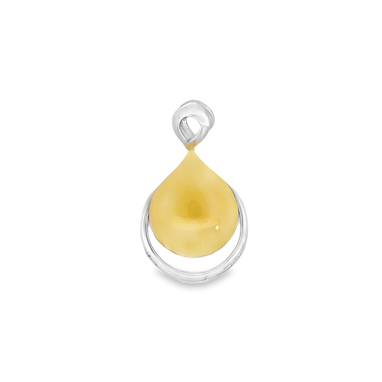 Silver Butterscotch Amber Pendant