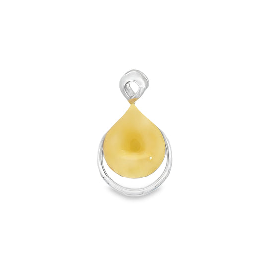 Silver Butterscotch Amber Pendant