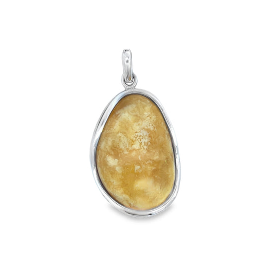 Silver Butterscotch Amber Pendant