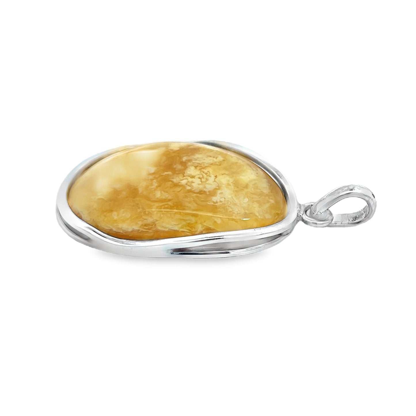 Silver Butterscotch Amber Pendant