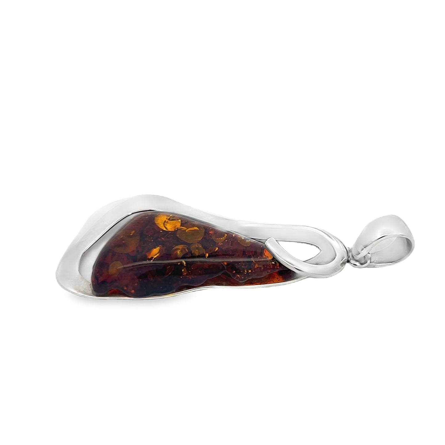Elegant Amber Pendant in Silver
