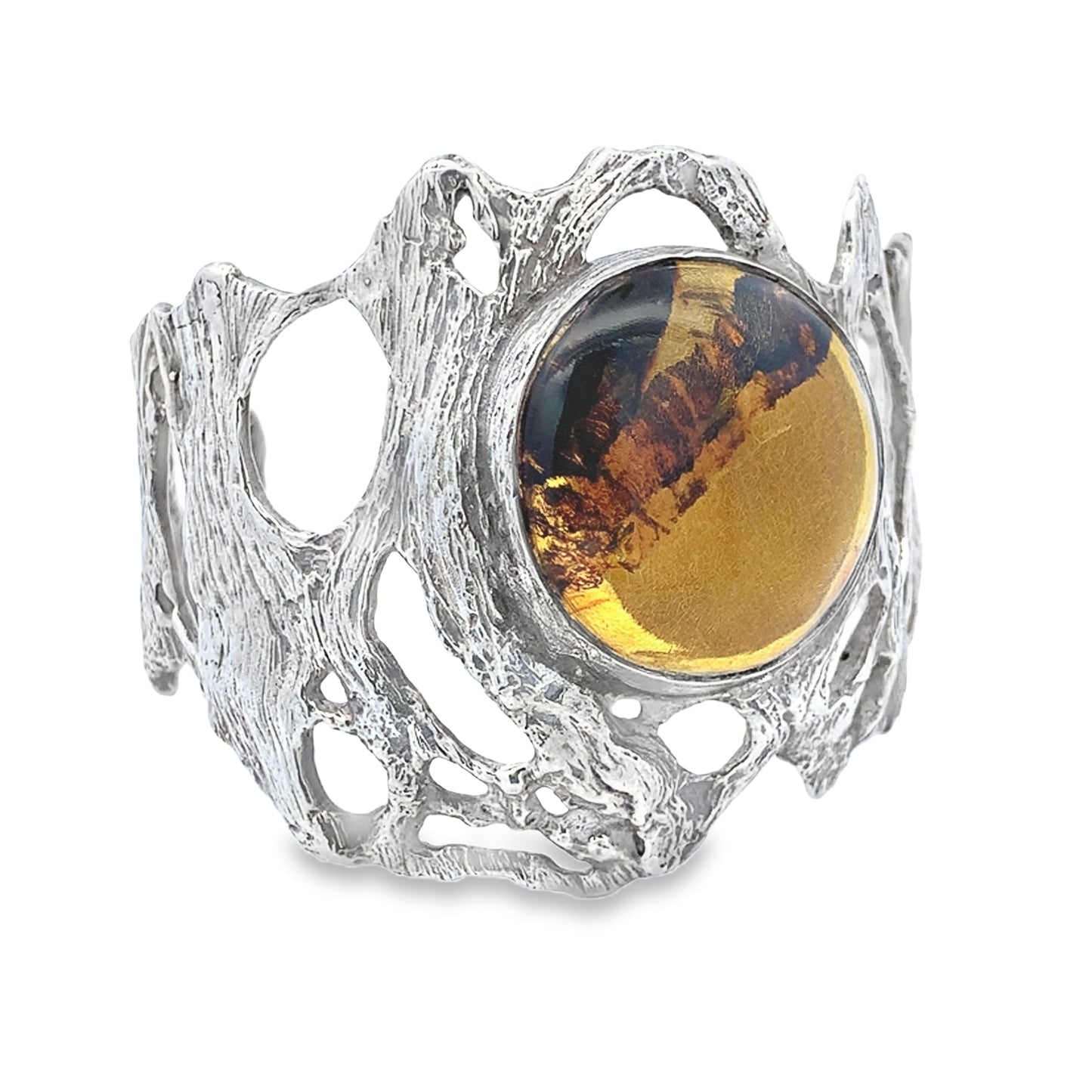 Silver Amber Cuff