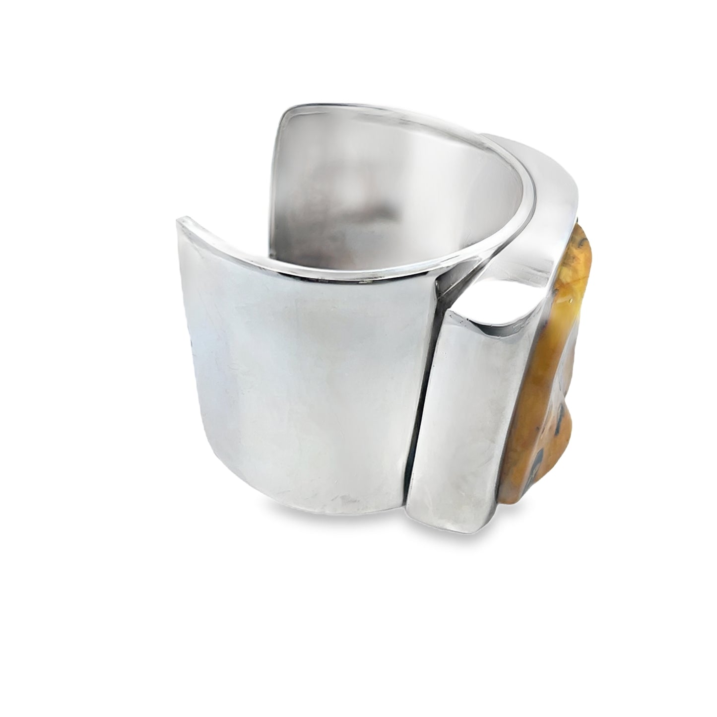 Oxidised Solid Silver Amber Cuff