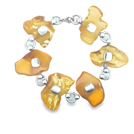 Silver Butterscotch Amber Bracelet