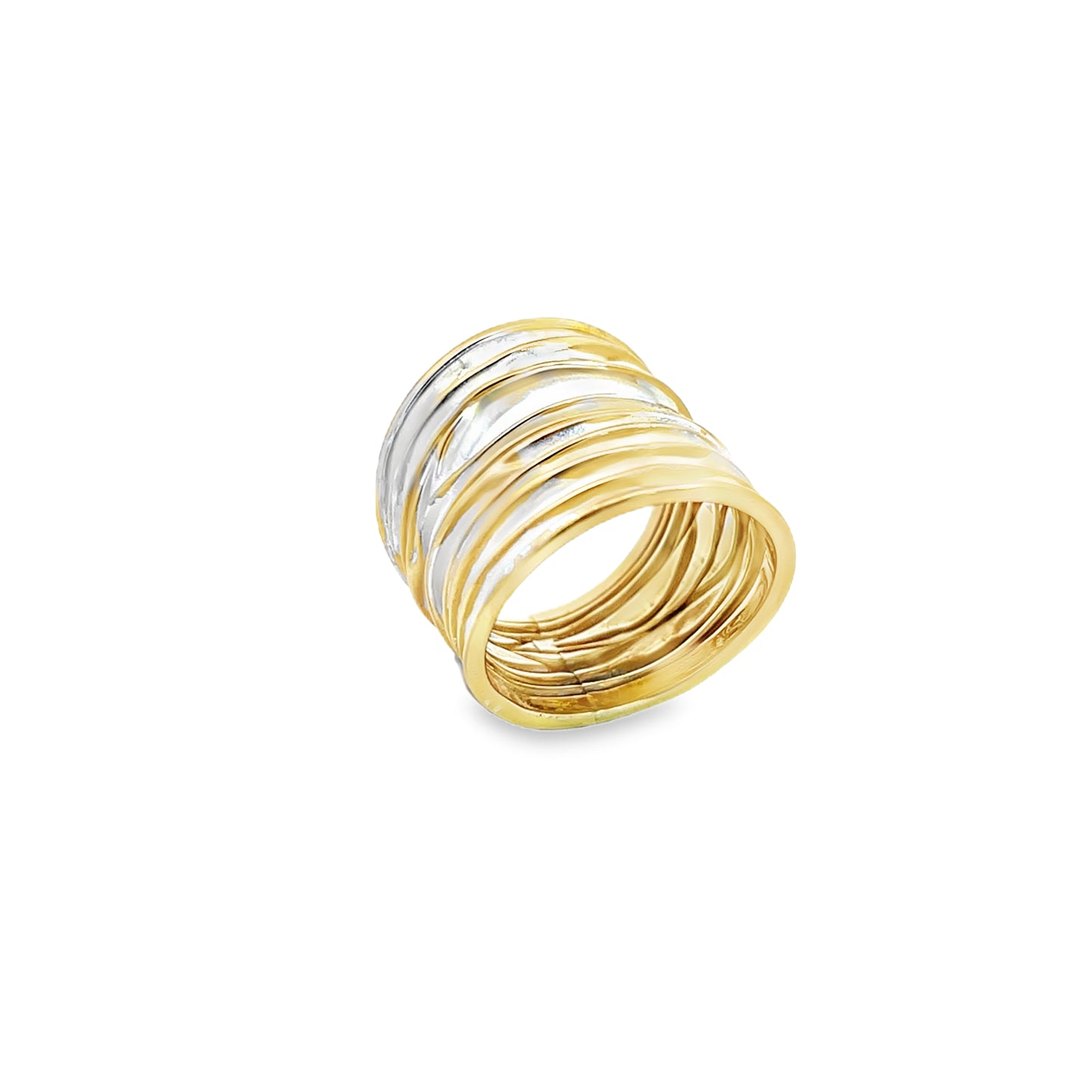 Silver Two Tone Wave Ring