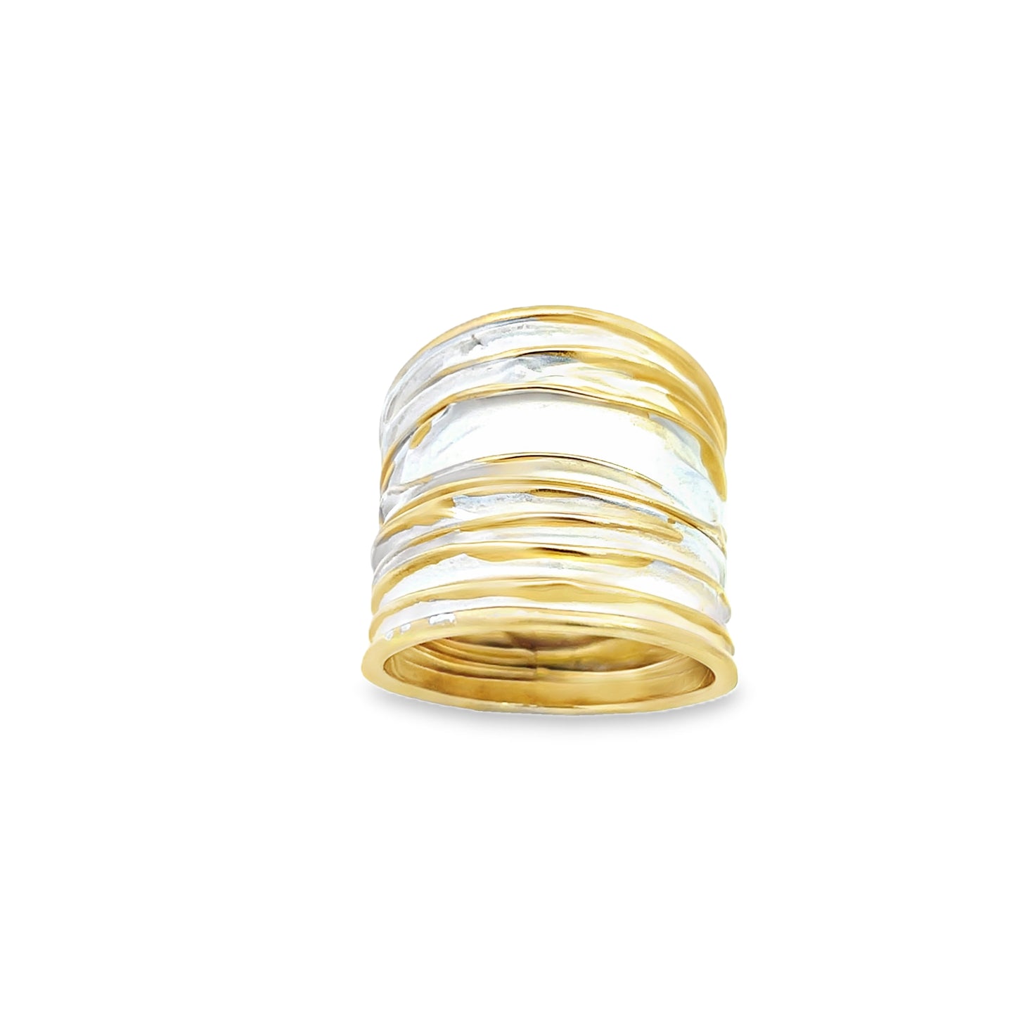 Silver Two Tone Wave Ring