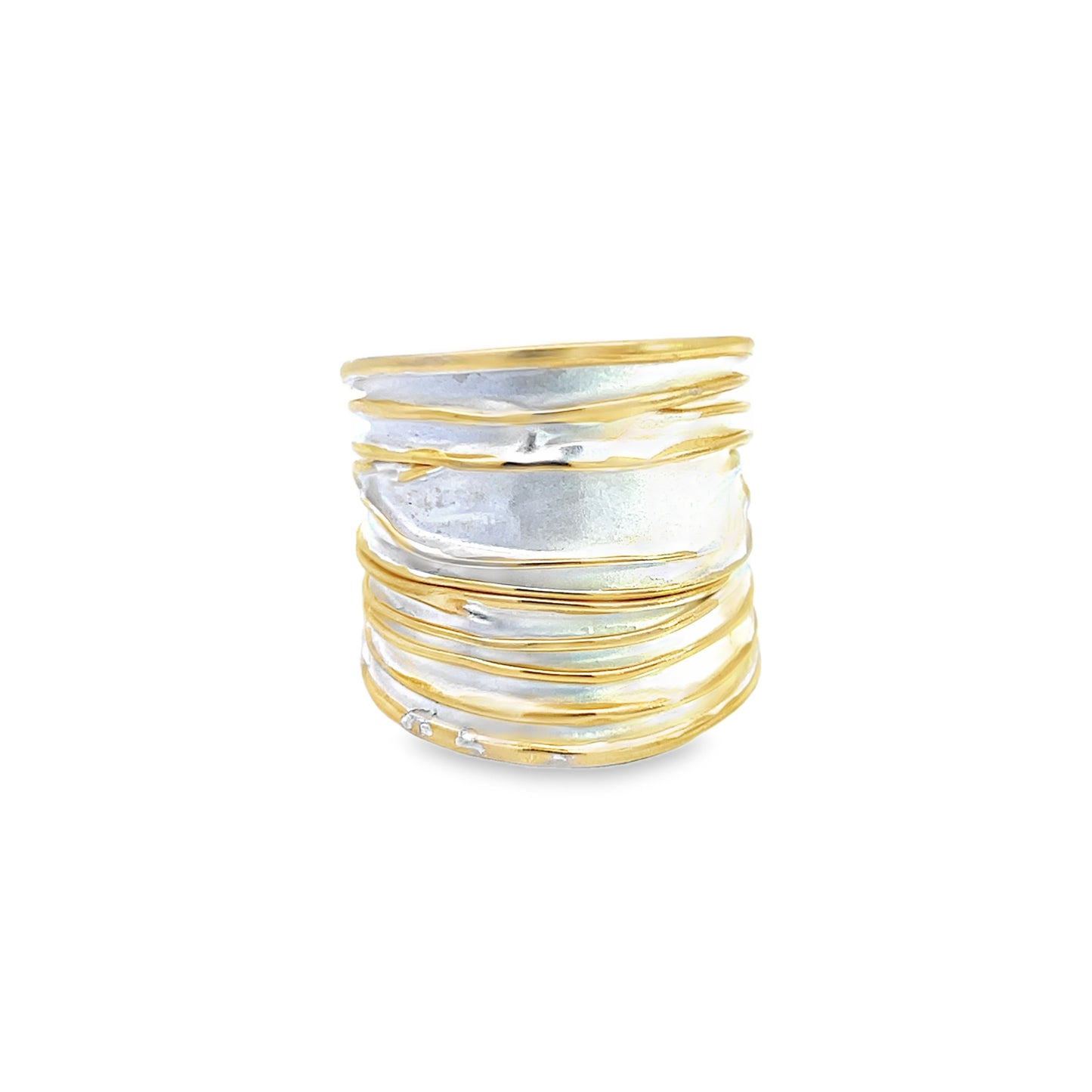 Silver Two Tone Wave Ring