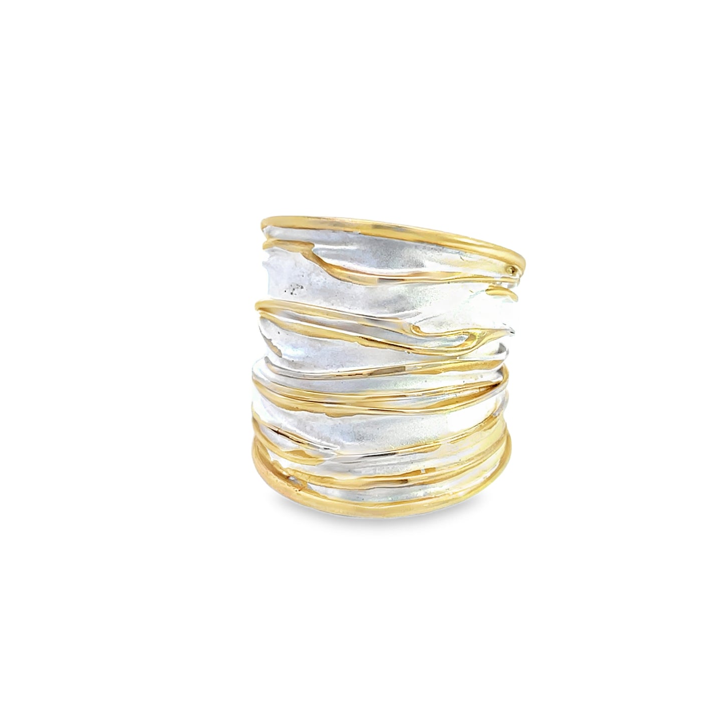 Silver Two Tone Wave Ring