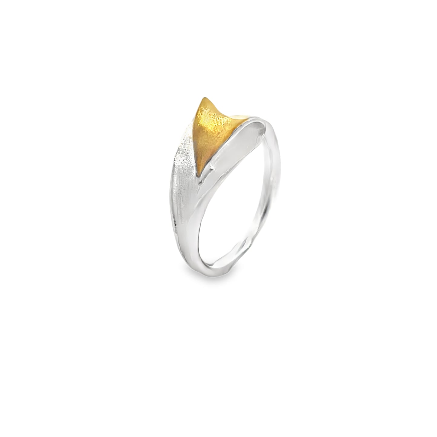 Silver Two Toned Wave Ring