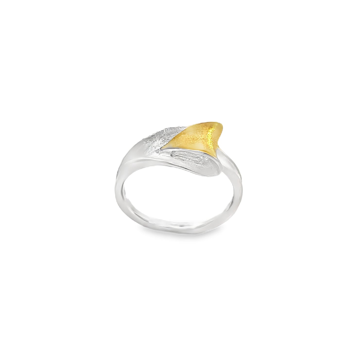 Silver Two Toned Wave Ring