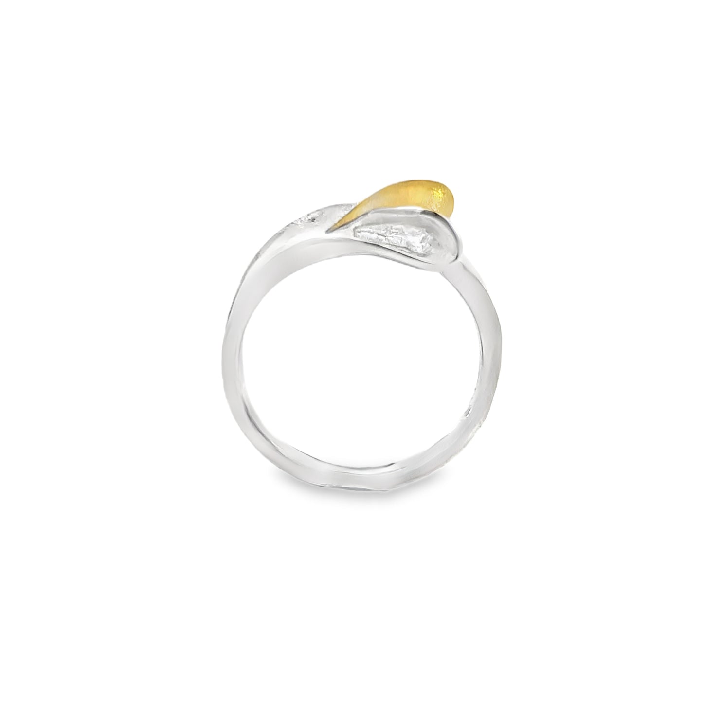 Silver Two Toned Wave Ring
