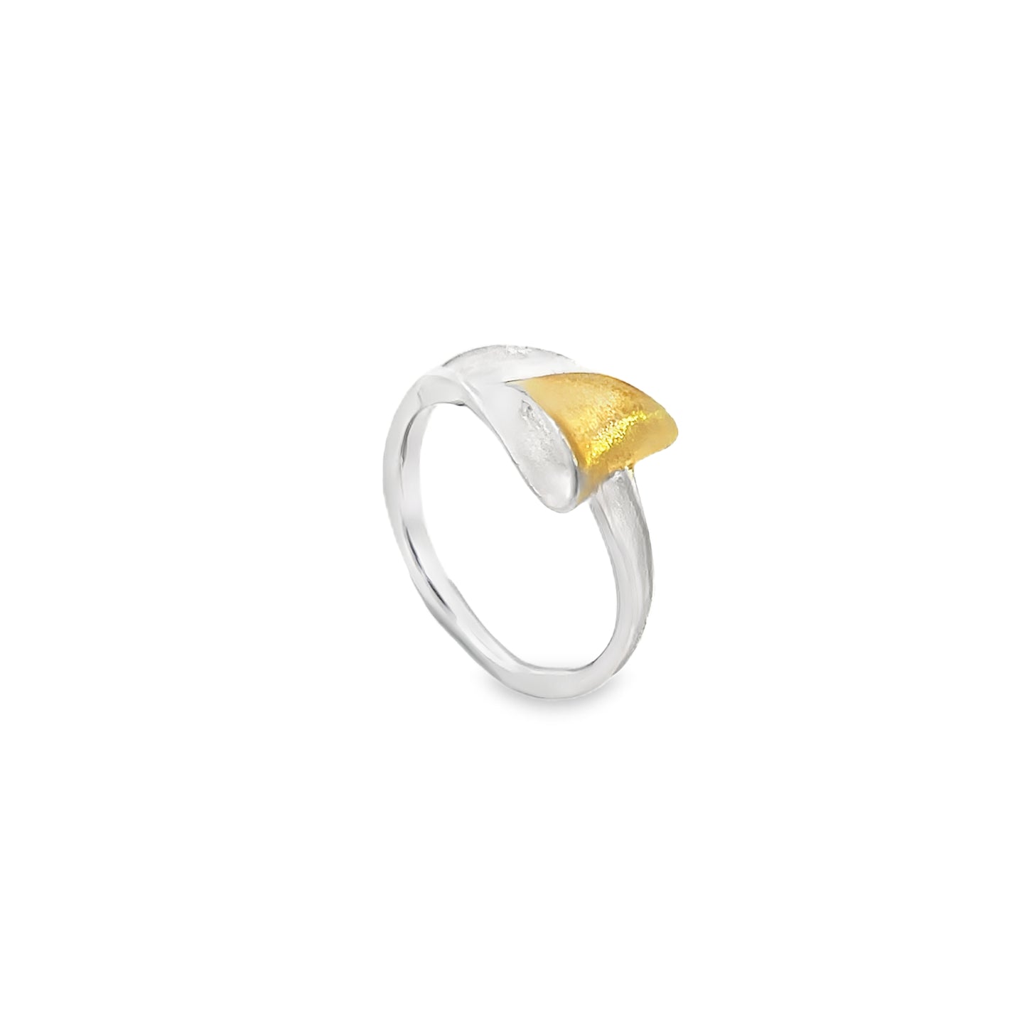 Silver Two Toned Wave Ring