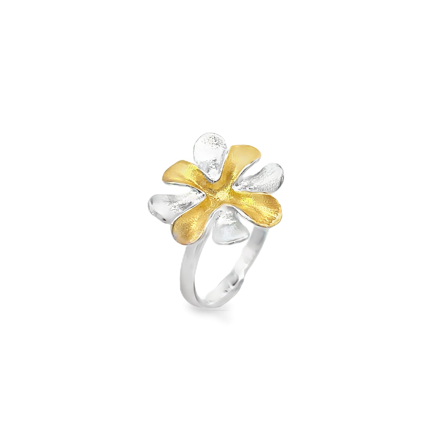 Elegant Floral Silver and Gold Ring
