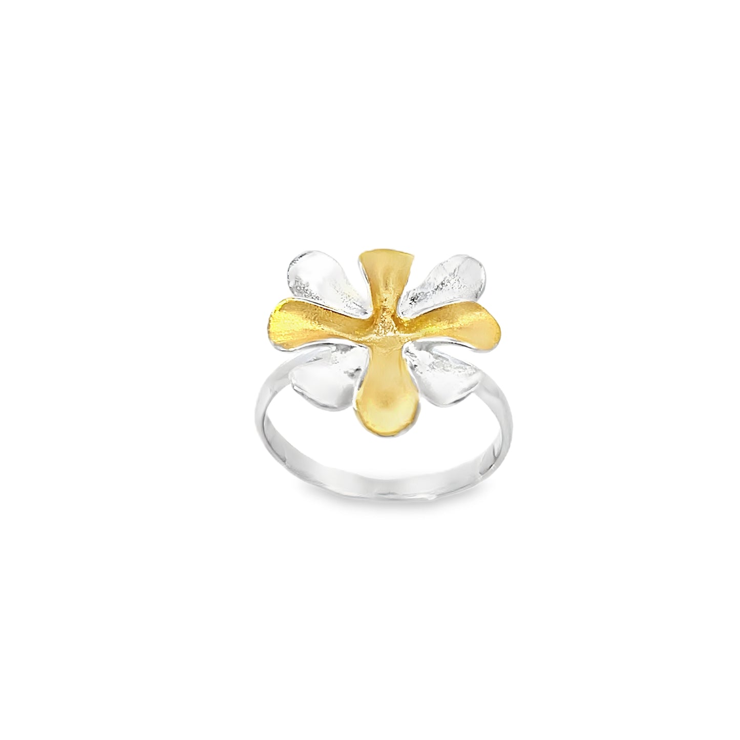 Elegant Floral Silver and Gold Ring