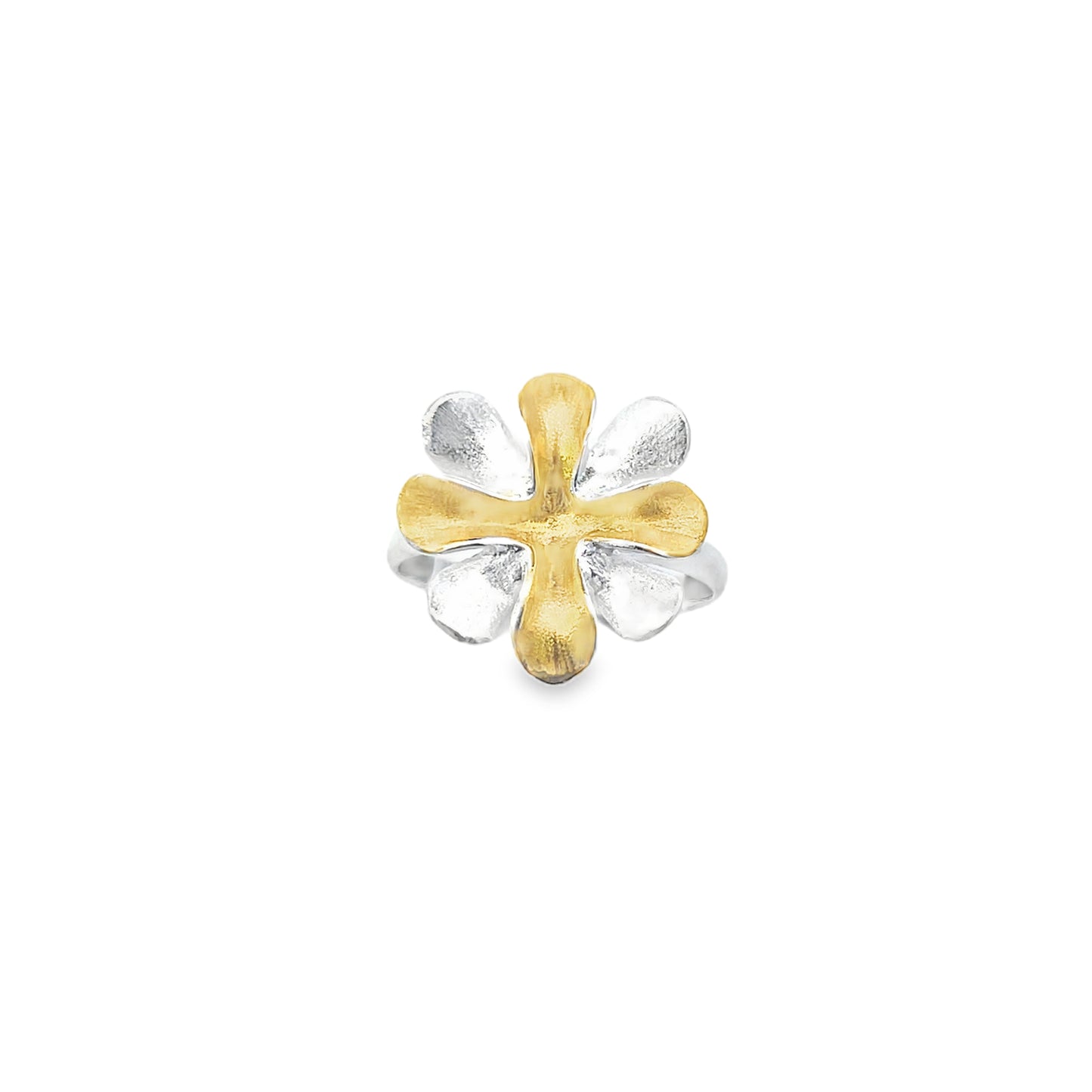 Elegant Floral Silver and Gold Ring