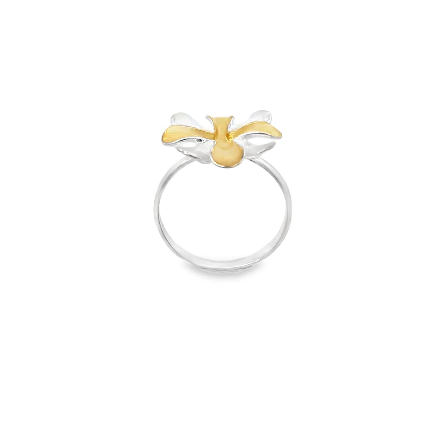 Elegant Floral Silver and Gold Ring