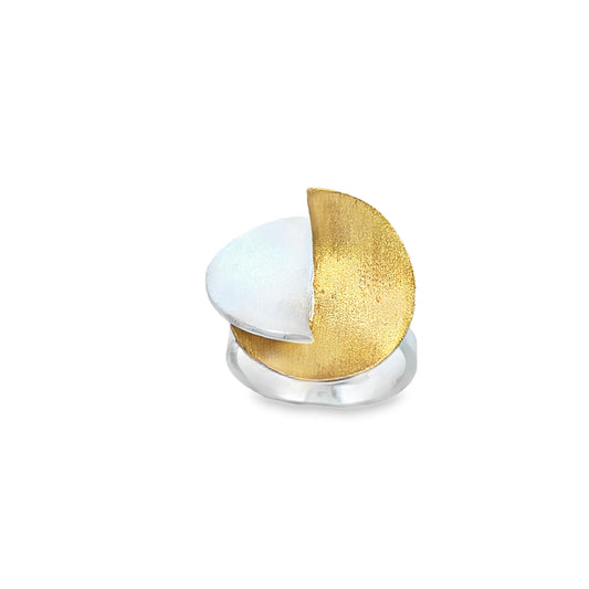 Silver Two-Tone Disc Ring
