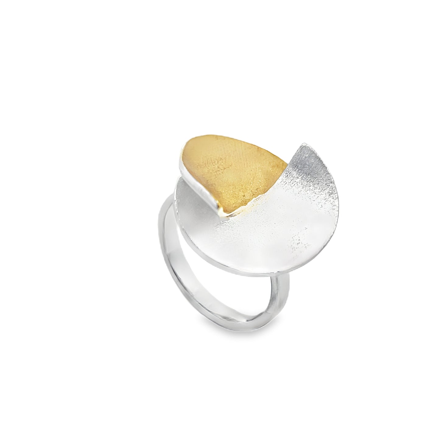 Silver Two-Tone Disc Ring