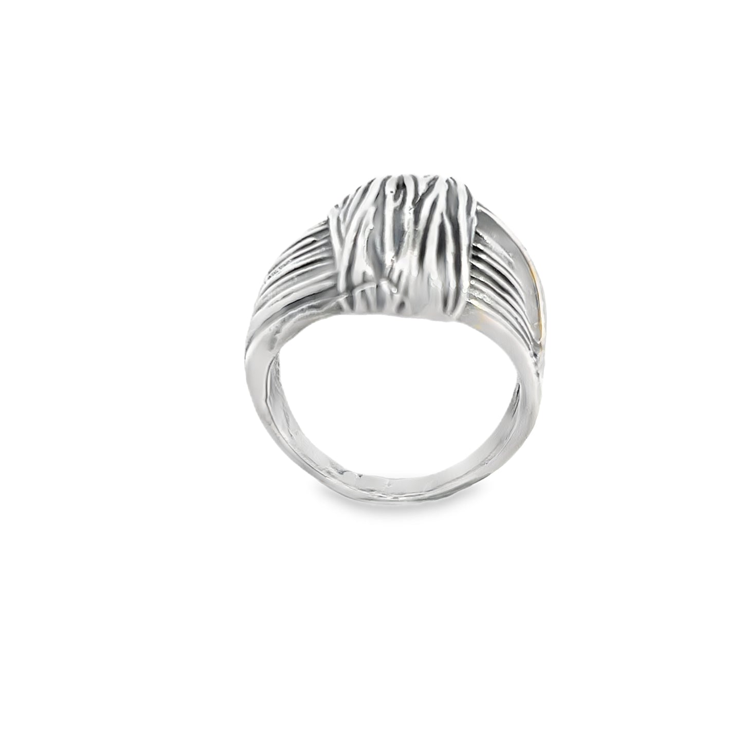 Silver Criss Cross Textured Ring