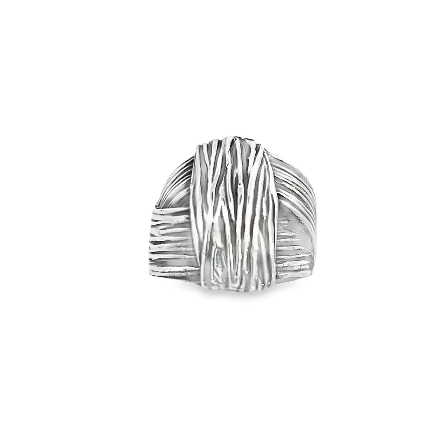 Silver Criss Cross Textured Ring