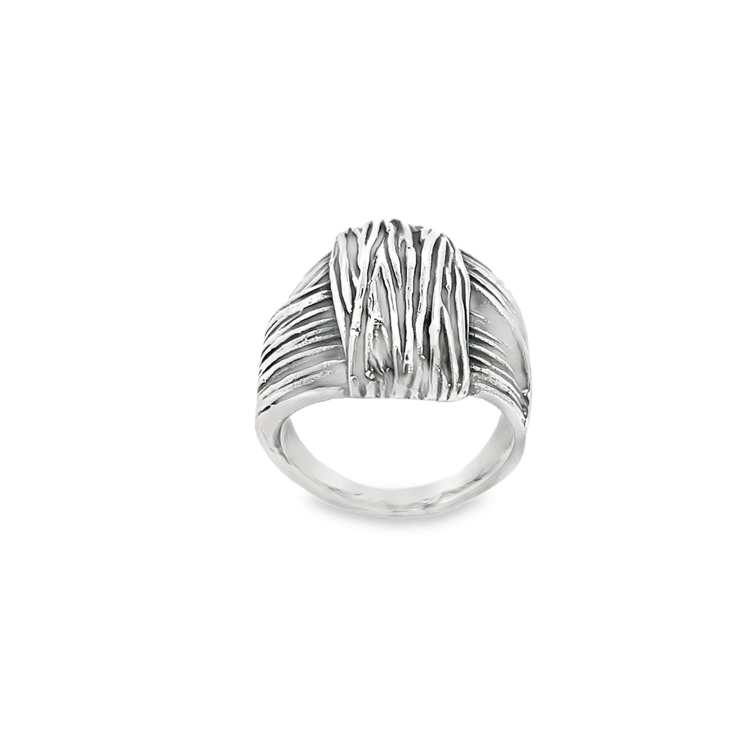 Silver Criss Cross Textured Ring