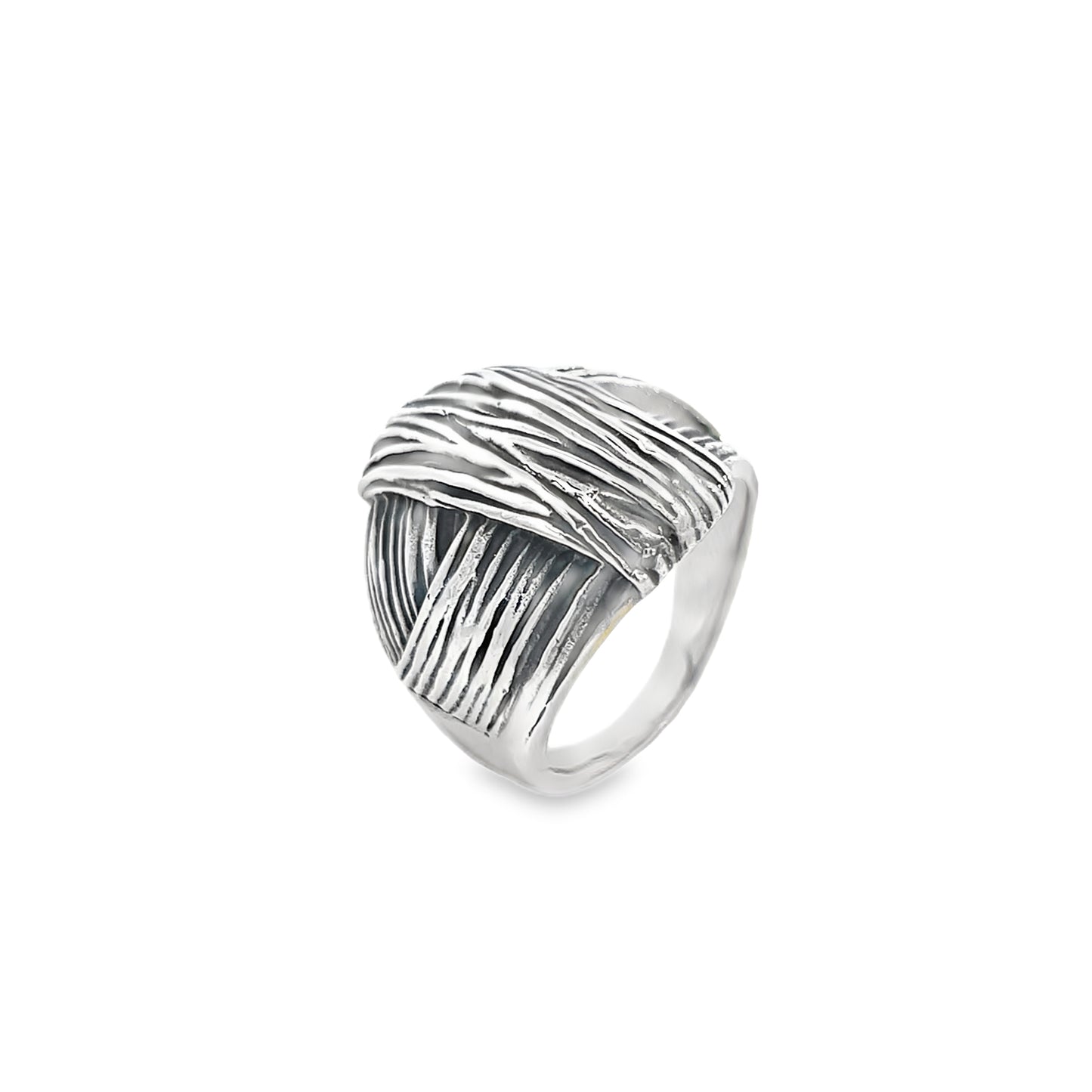 Silver Criss Cross Textured Ring