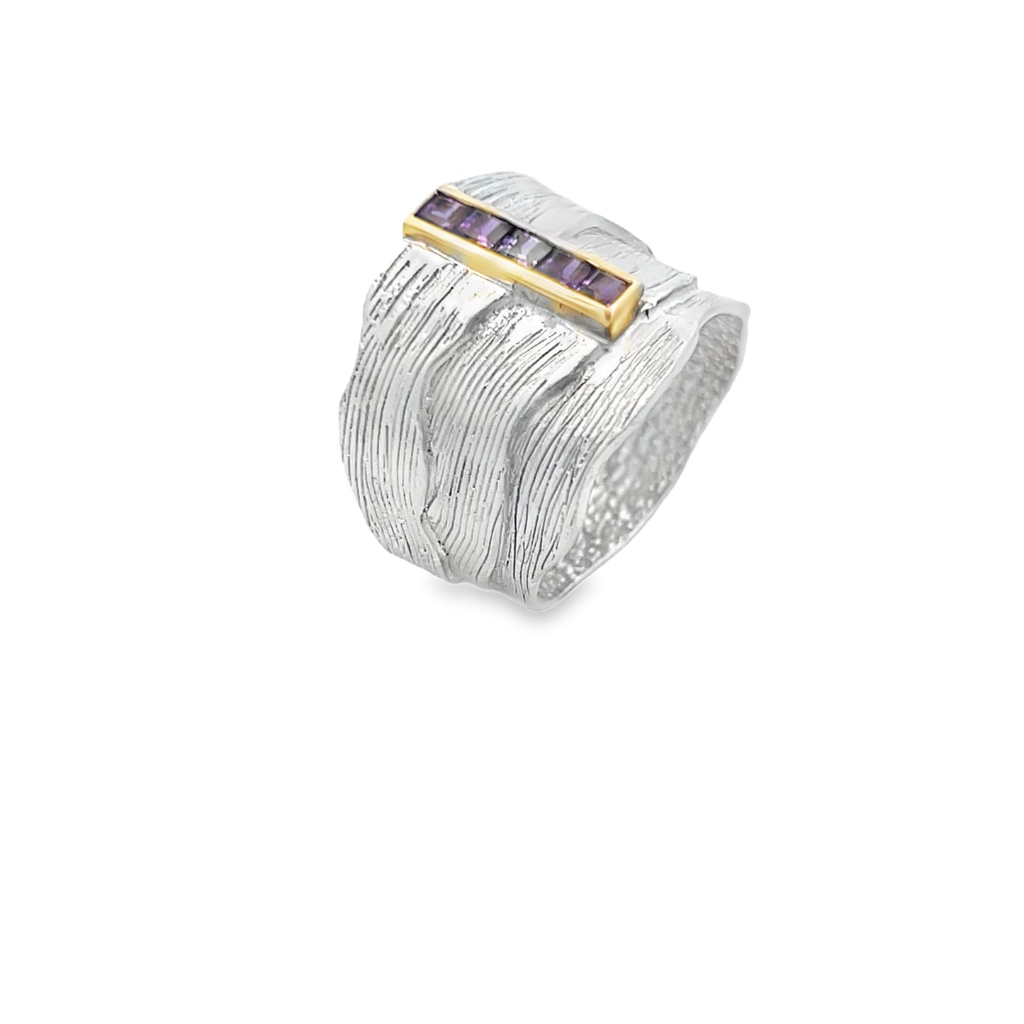 Silver & 14K Gold Amethyst Ring