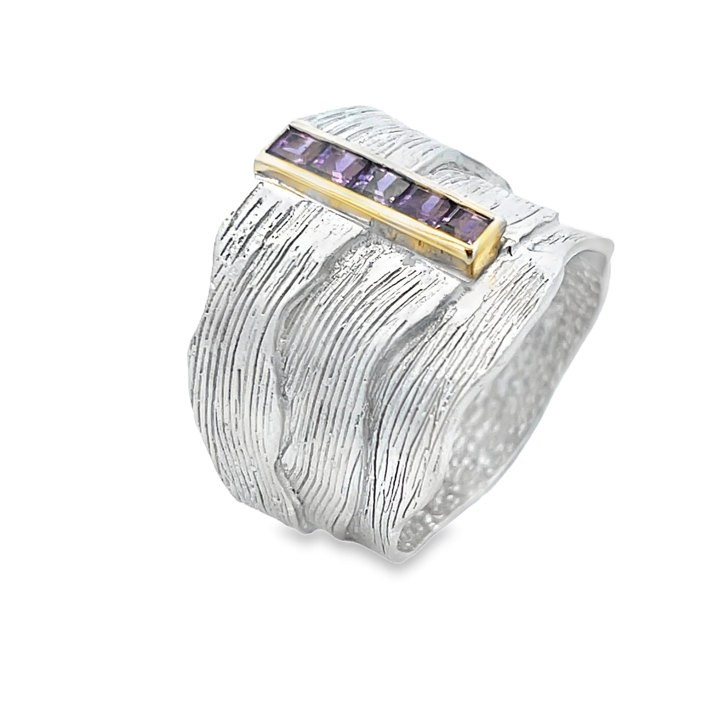 Silver & 14K Gold Amethyst Ring